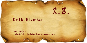 Krik Bianka névjegykártya
